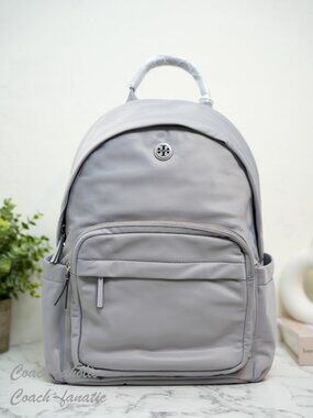 Tory Burch Ella Nylon Backpack in Bay Gray 173559 NWT